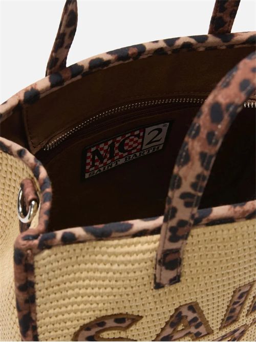 Borsa Vivian medium effetto paglia con patch logo leopardate MC2 SAINT BARTH | VVID001/00369L